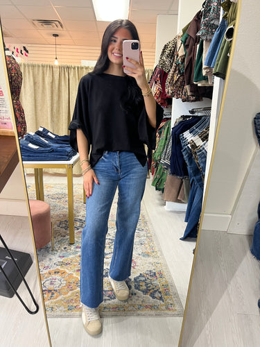 Risen Mid Rise Straight Cut Crop Jeans