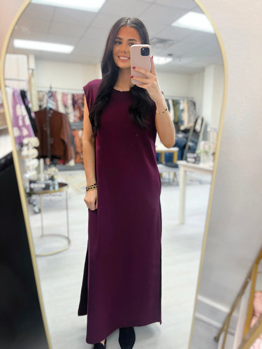 Wine Sleeveless Maxi Dress