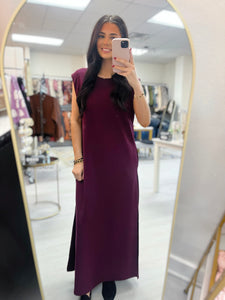 Wine Sleeveless Maxi Dress