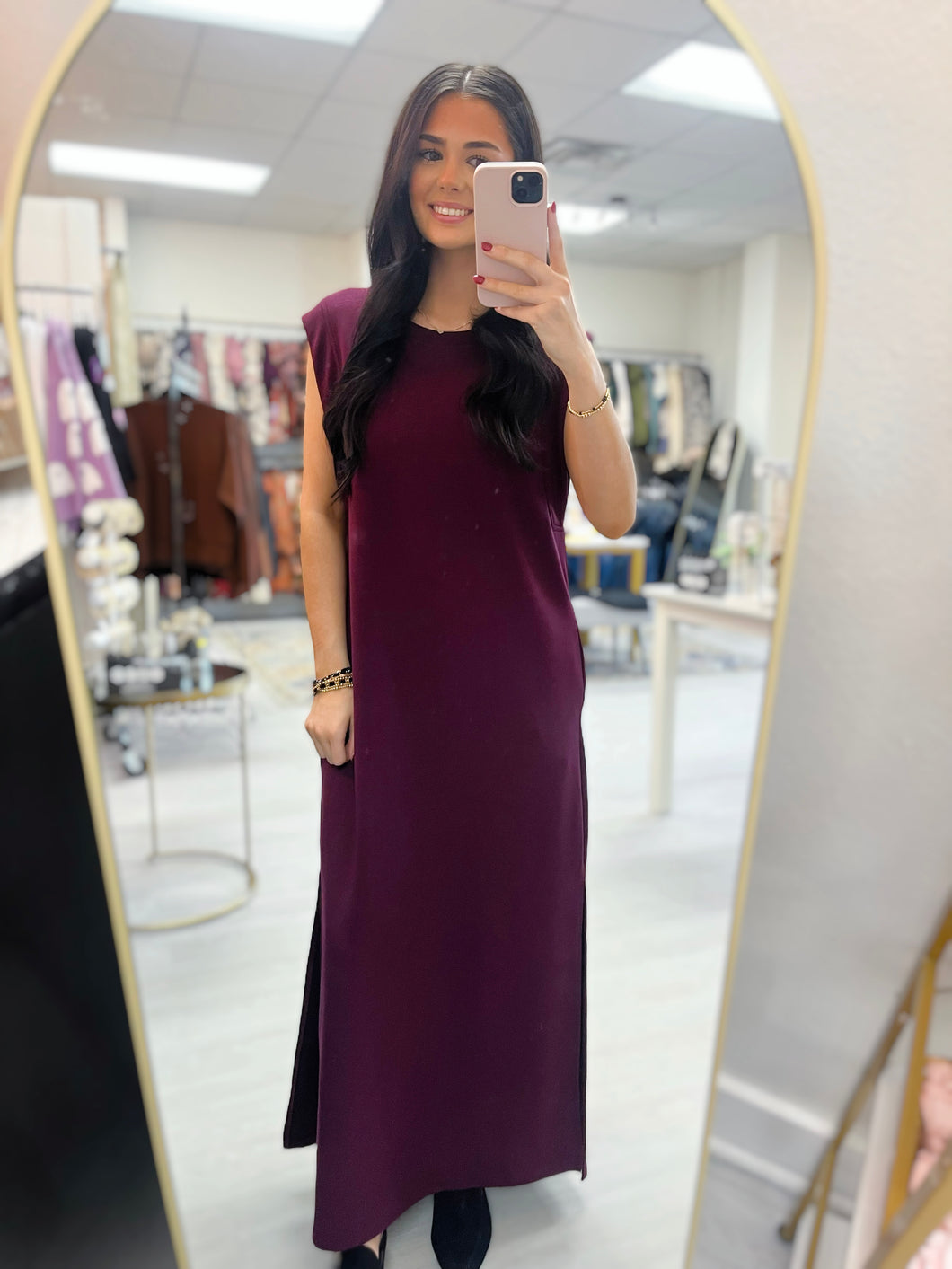 Wine Sleeveless Maxi Dress