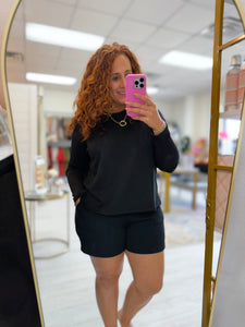 Ribbed Longsleeve Shorts Set