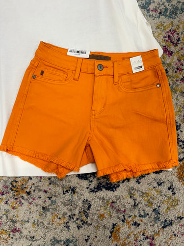 Judy Blue Orange Fray Shorts