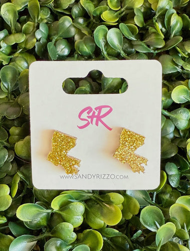 Gold Acrylic Louisiana Stud