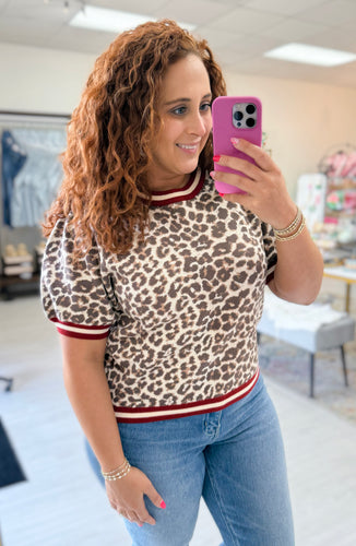 Maroon Leopard Sweater Top