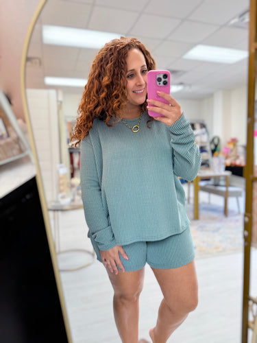 Ribbed Longsleeve Shorts Set