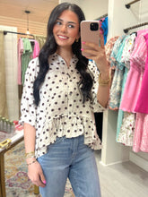 Load image into Gallery viewer, Dotty Darling Peplum Top