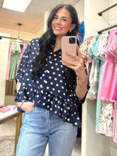 Load image into Gallery viewer, Dotty Darling Peplum Top