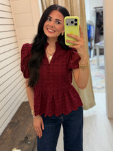 Load image into Gallery viewer, The Ruby Rose Eyelet Top