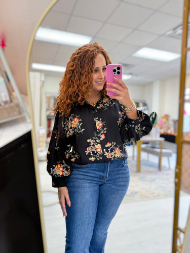 Midnight Bloom Button Down Top