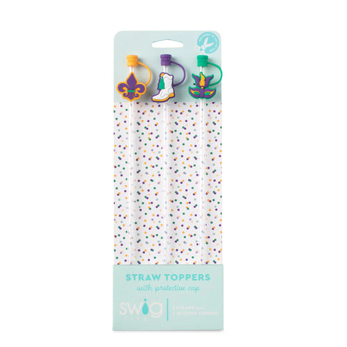 Swig Mardi Gras Straw Topper Set